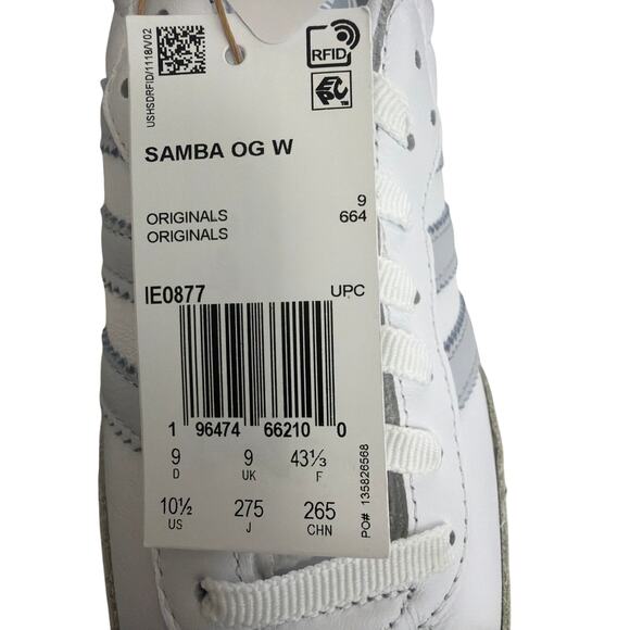 ADIDAS Samba OG IE0877 White Silver Sneakers Womens Size 10.5 New - Picture 6 of 7